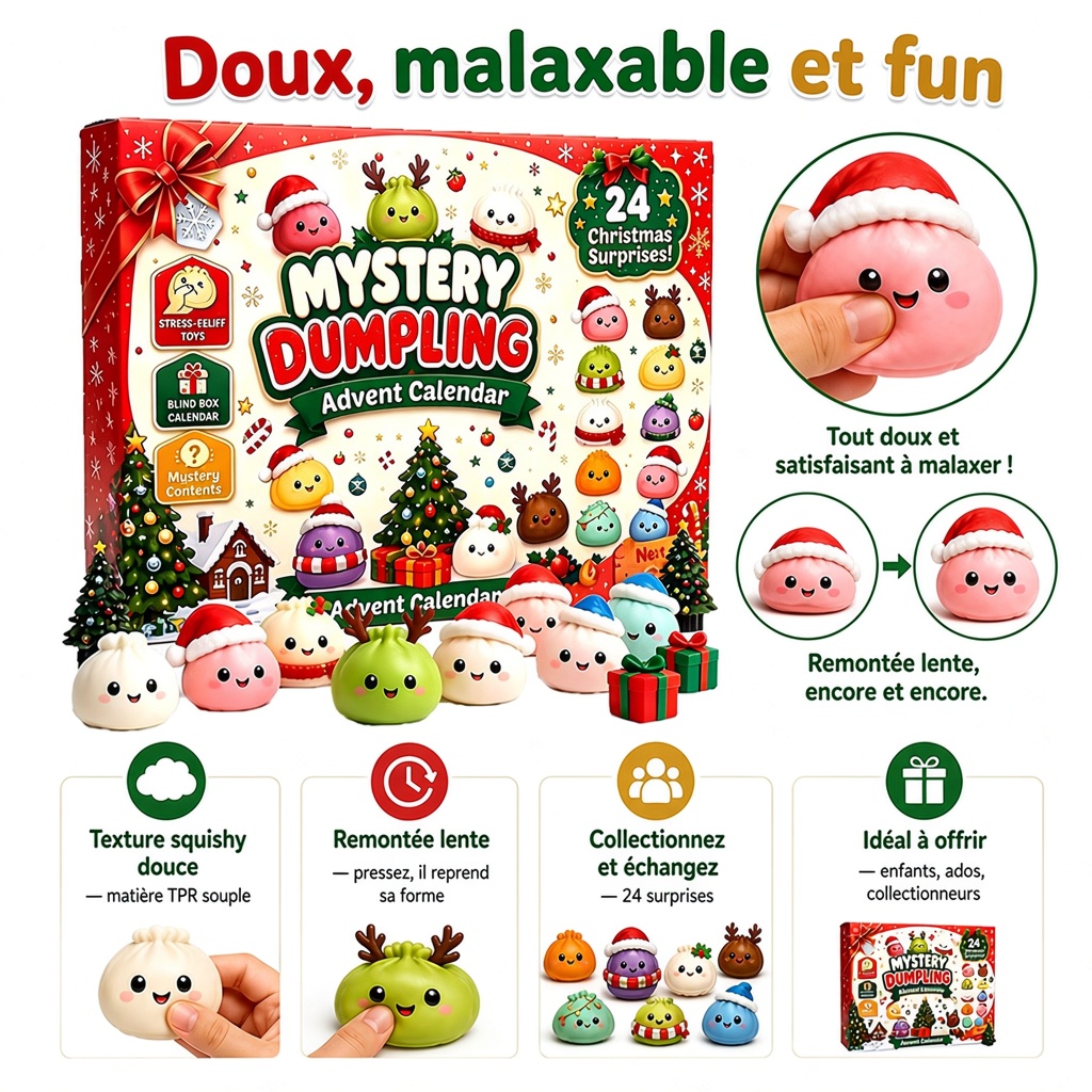 Squishy dumpling TPR à remontée lente, doux à malaxer