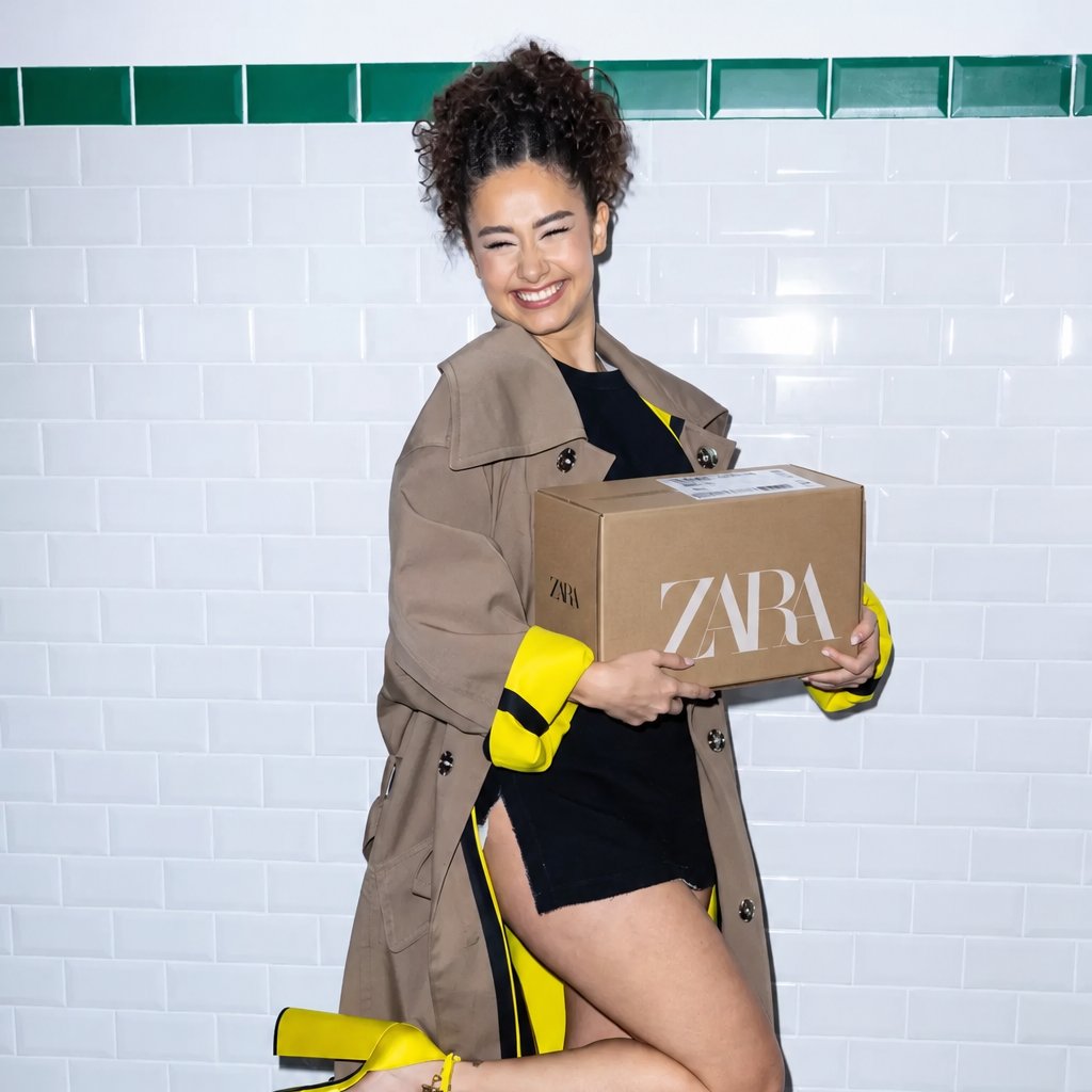 Box surprise ZARA portée par une influenceuse